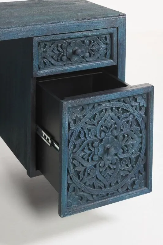 Hand-Carved Lombok Executive Work Desk | Wooden Laptop Desk