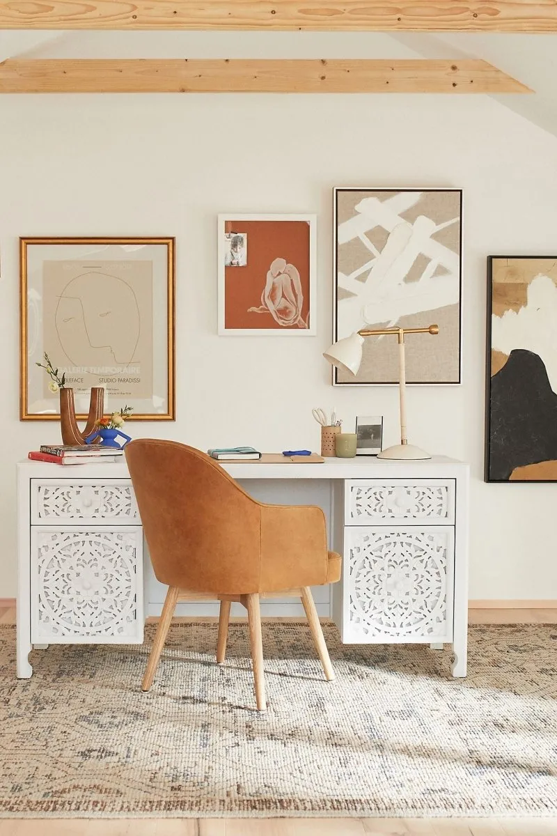 Hand-Carved Lombok Executive Work Desk | Wooden Laptop Desk