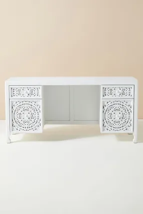 Hand-Carved Lombok Executive Work Desk | Wooden Laptop Desk