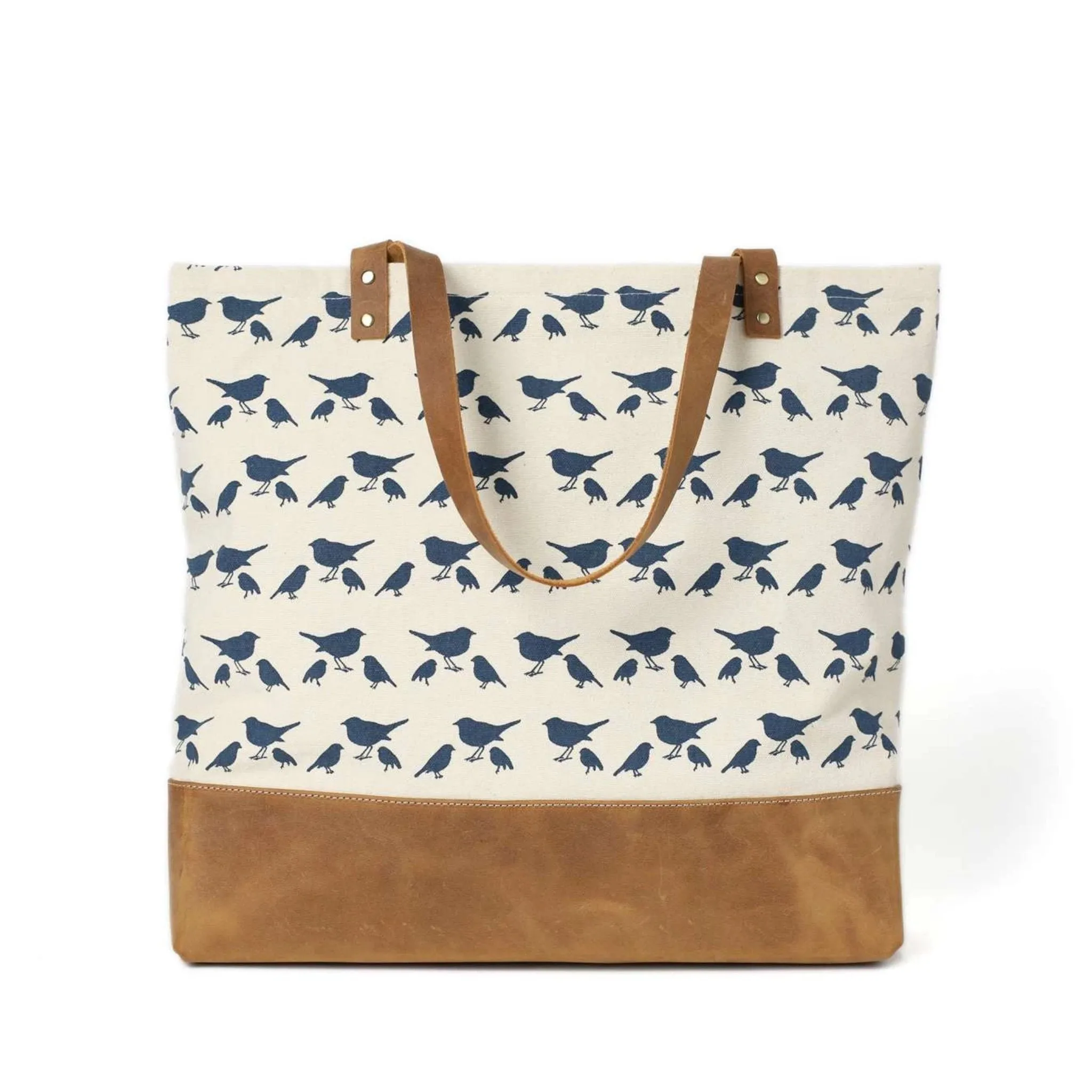 Handmade Canvas with Leather Trimming Women Tote Bag