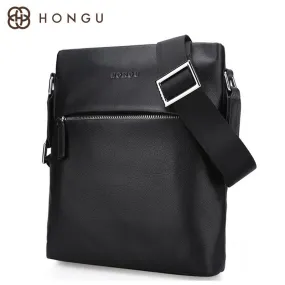 HONGU Men Crossbody Bags Genuine Cow Leather  Men's Messenger Bag Business Male Designer Shoulder Bags Tote Flap Zipper Bolsa