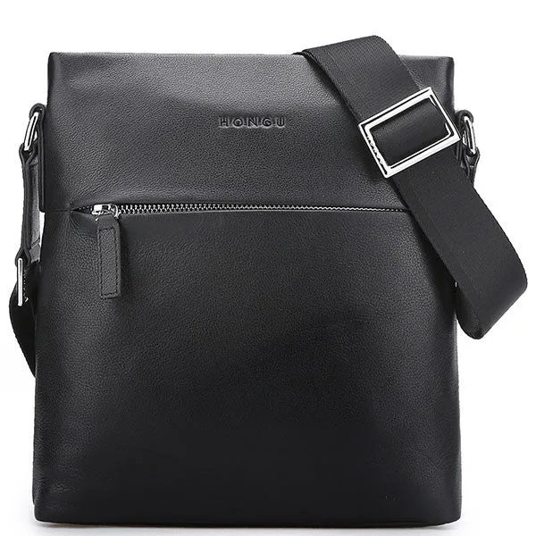 HONGU Men Crossbody Bags Genuine Cow Leather  Men's Messenger Bag Business Male Designer Shoulder Bags Tote Flap Zipper Bolsa