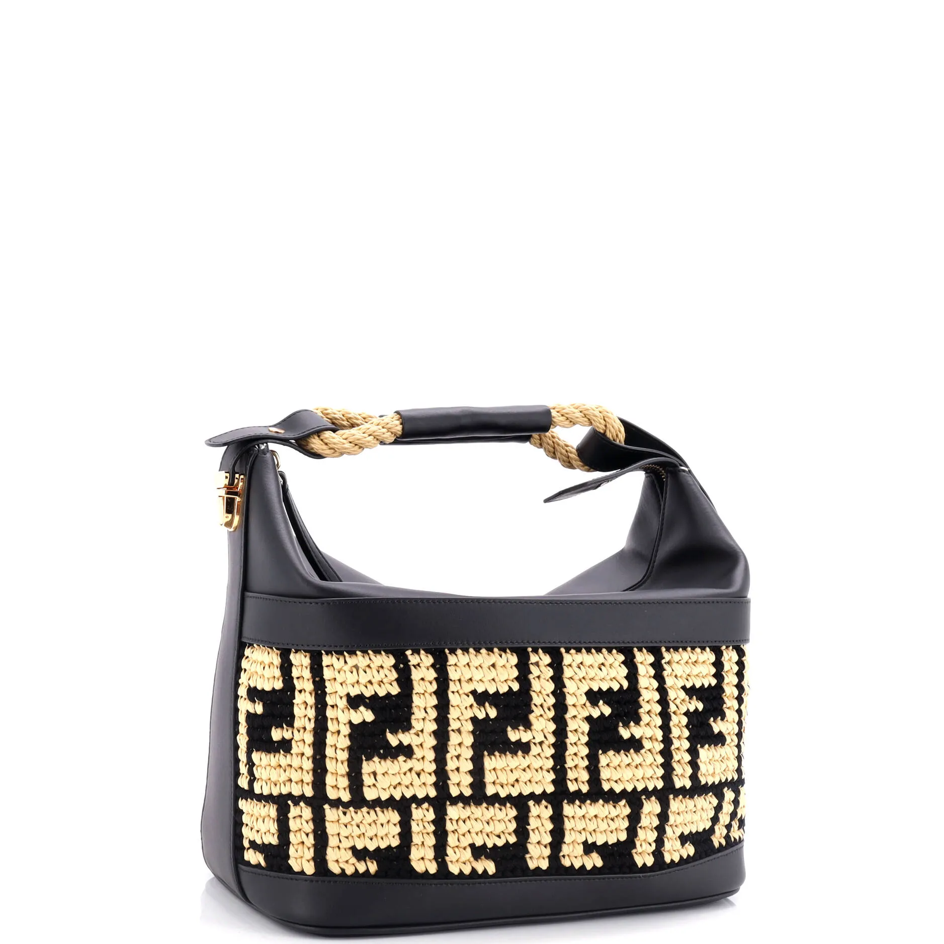 Insulated Bag Zucca Raffia with Leather