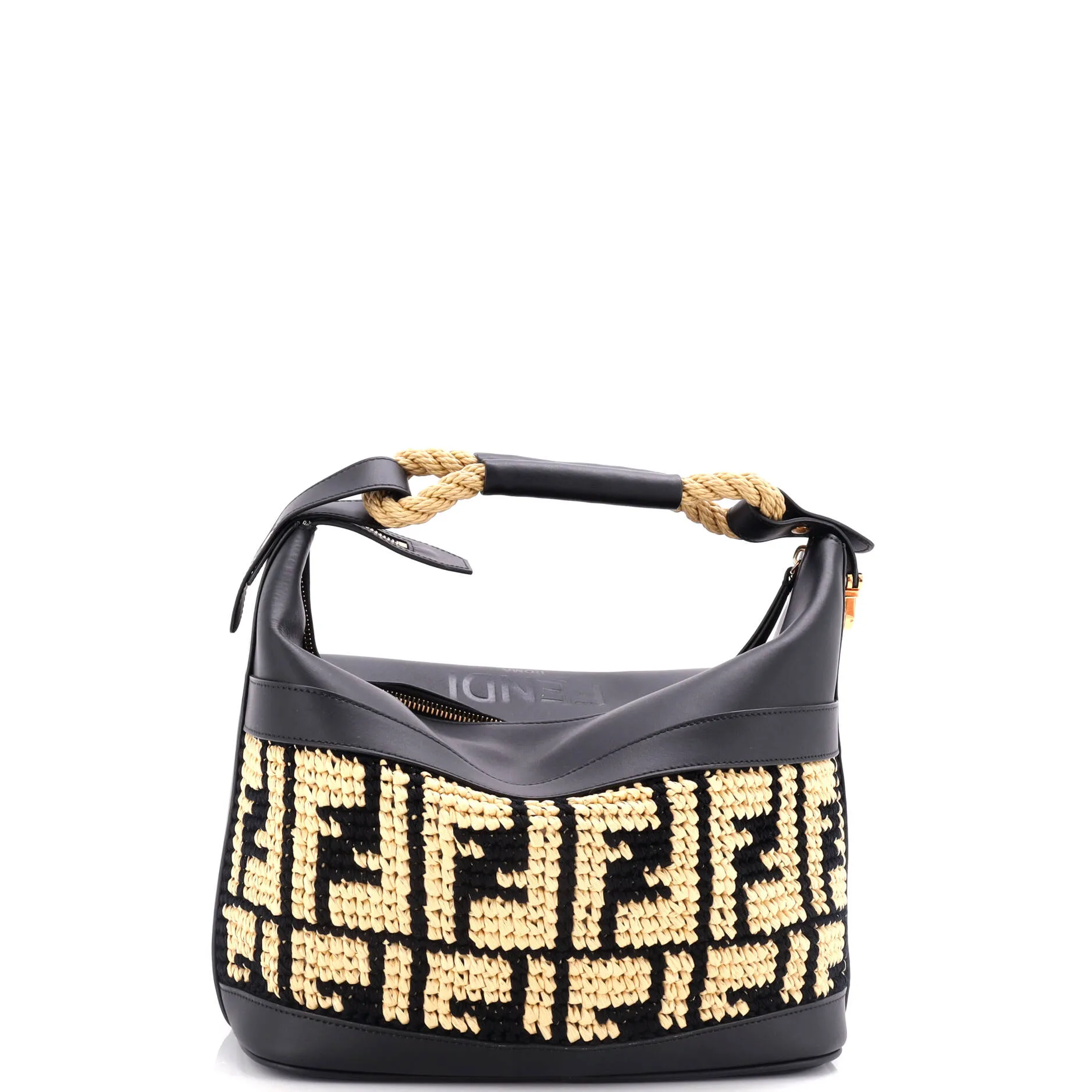 Insulated Bag Zucca Raffia with Leather