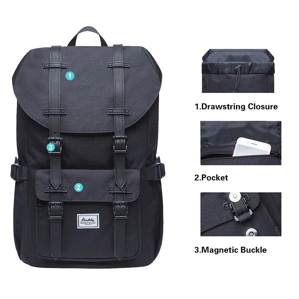 KAUKKO Backpack for city trips, EP5-6 ( Black / 16.1L )