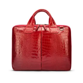 Kingston Leather 13” Laptop Briefcase - Red Croc
