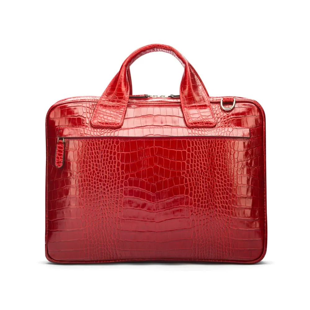 Kingston Leather 13” Laptop Briefcase - Red Croc
