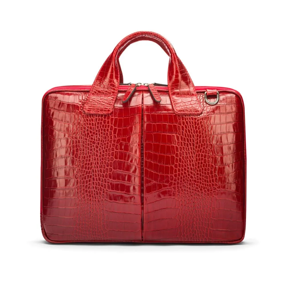 Kingston Leather 13” Laptop Briefcase - Red Croc