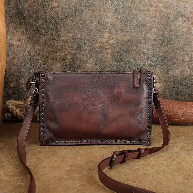 Ladies Leather Side Bag Brown Leather Shoulder Purse