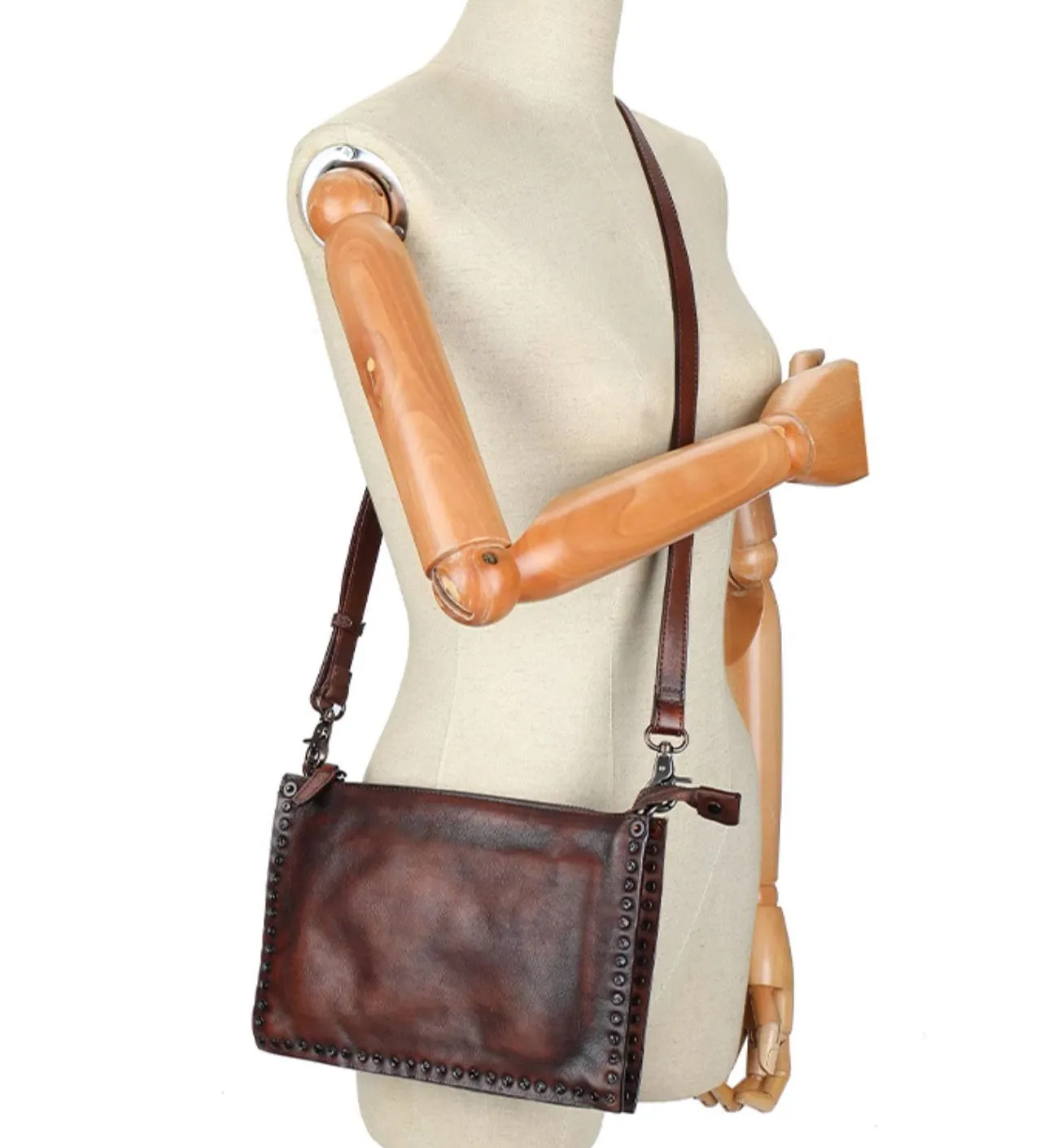 Ladies Leather Side Bag Brown Leather Shoulder Purse