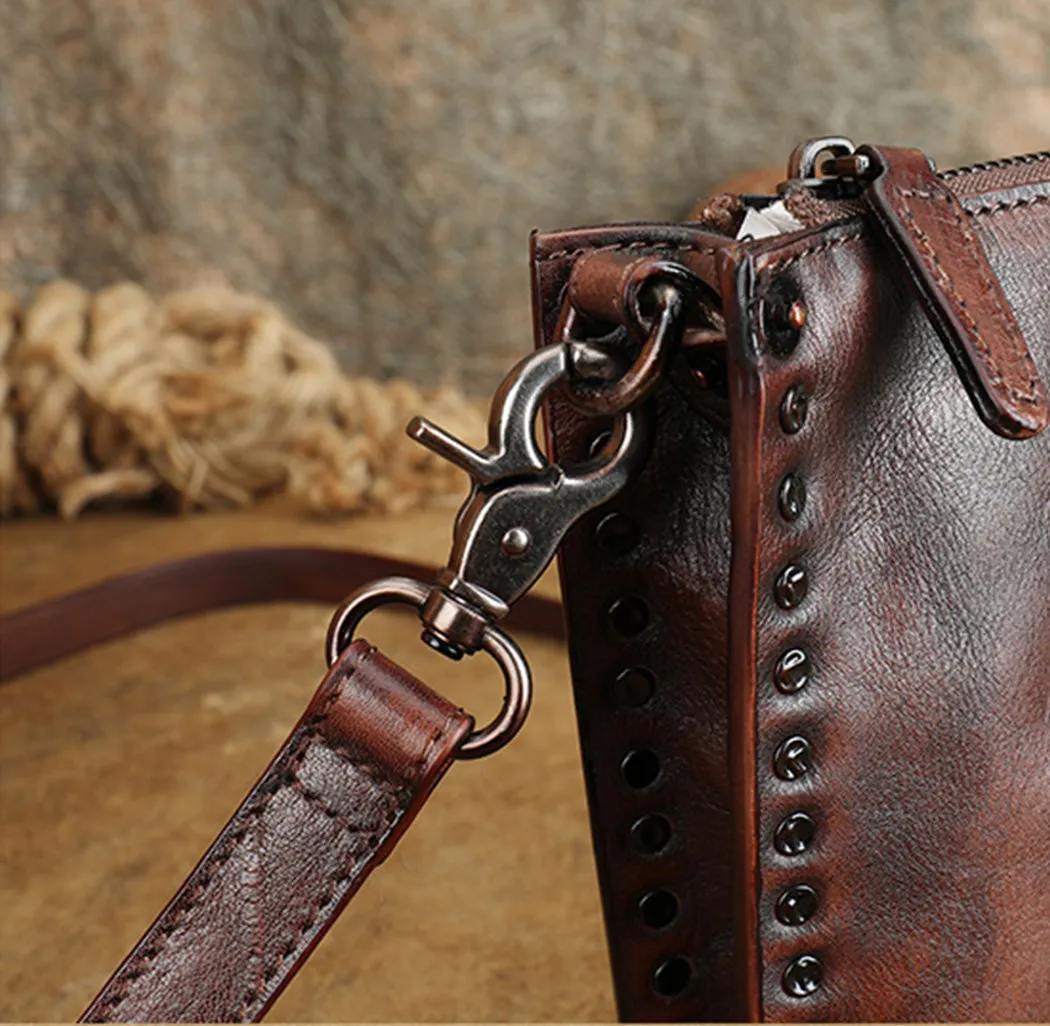 Ladies Leather Side Bag Brown Leather Shoulder Purse