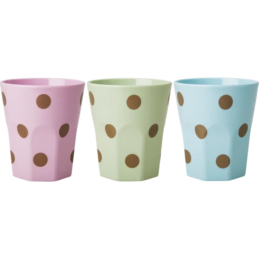 Large Pink Melamine Cup with Polka Dots
