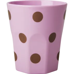 Large Pink Melamine Cup with Polka Dots