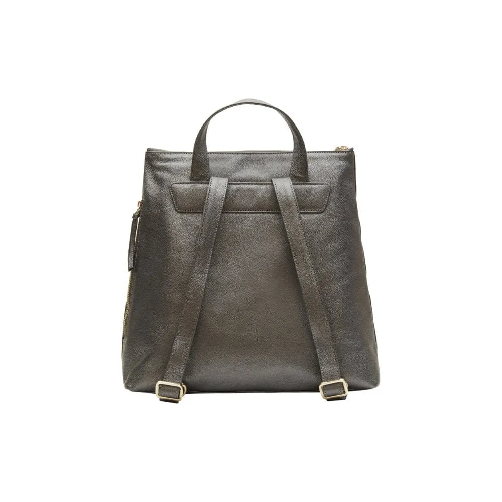 Leather 13" Laptop Backpack - Silver