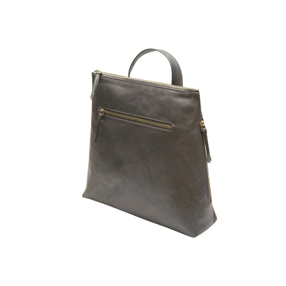 Leather 13" Laptop Backpack - Silver