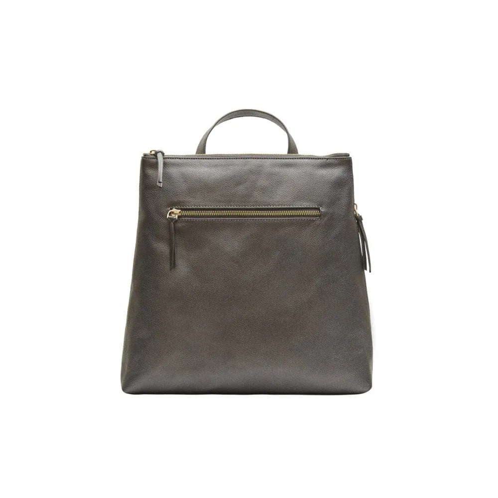 Leather 13" Laptop Backpack - Silver