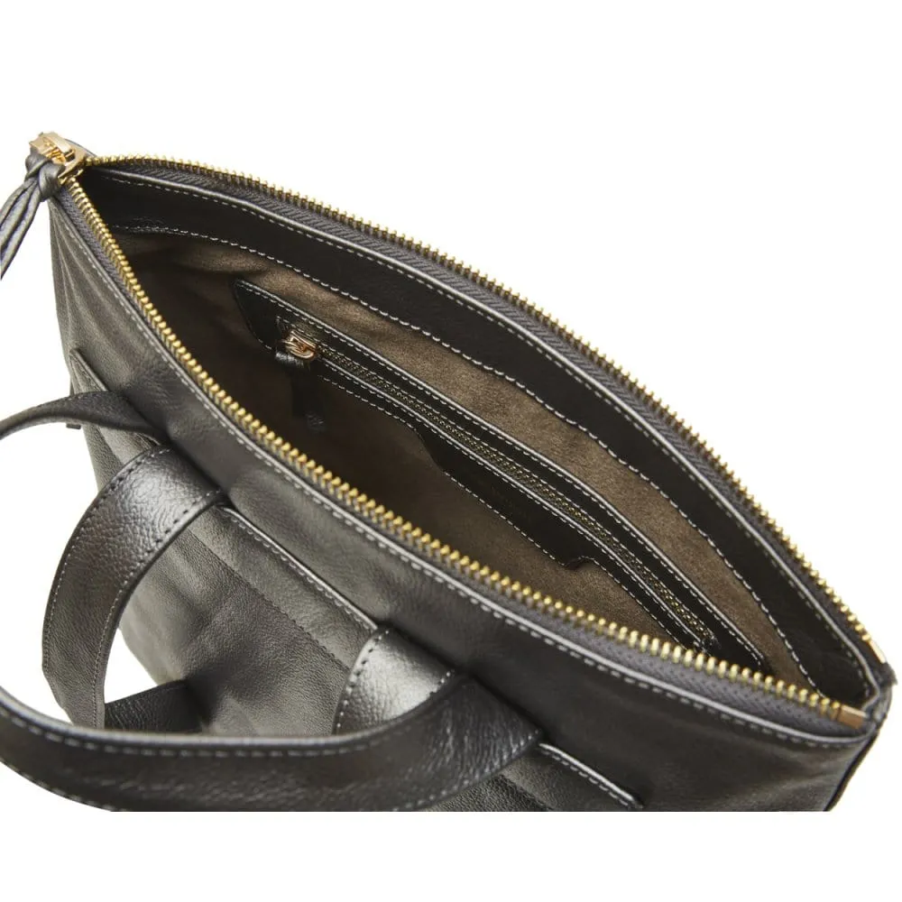Leather 13" Laptop Backpack - Silver