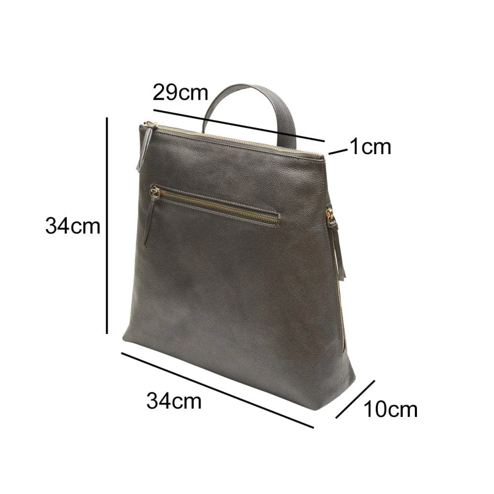 Leather 13" Laptop Backpack - Silver