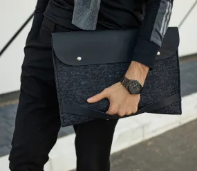 Leather MacBook Case CARRY MORE/ Classy Black/