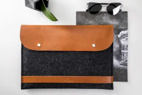 Leather MacBook Case folio CARRY MORE/ Vegetable Tanned/ Anthracite