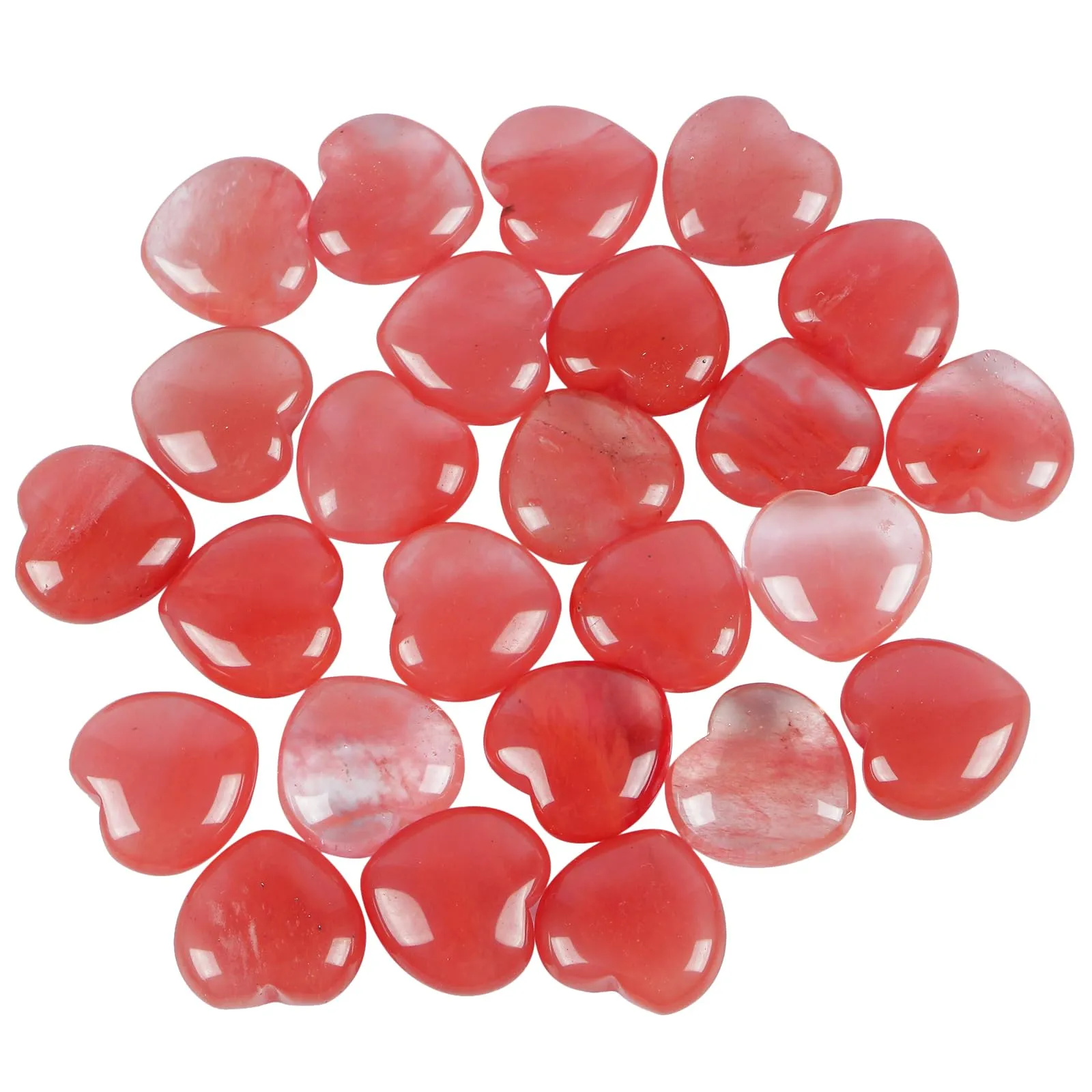 Loveliome 4 Pcs Cherry Quartz Love Heart Palm Stone Reiki Balancing Worry Stone(1 Inch)