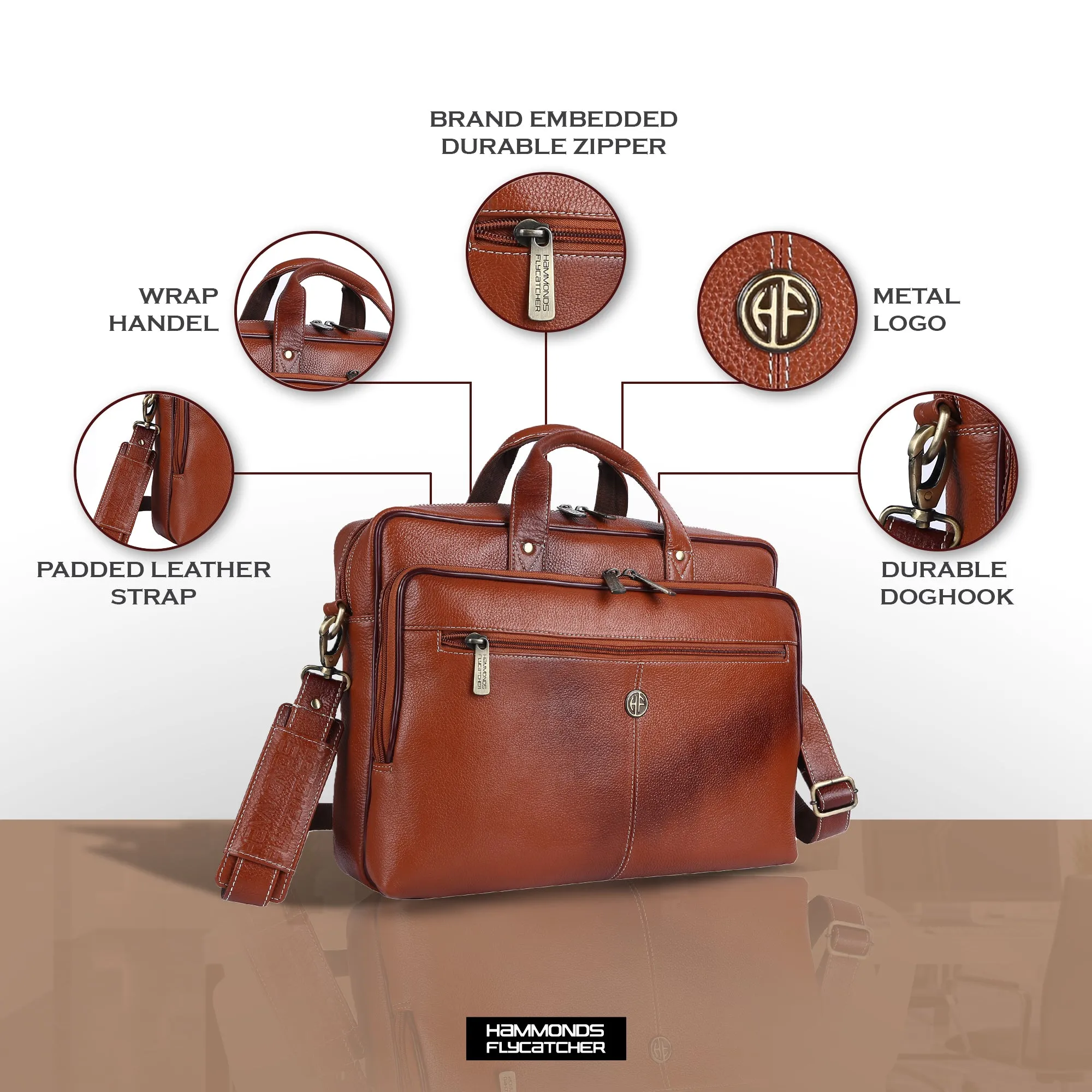 Luxury Leather Laptop Bag for Men - Office Shoulder Bag - Fits 14/15.6/16 Inch Laptops/MacBook