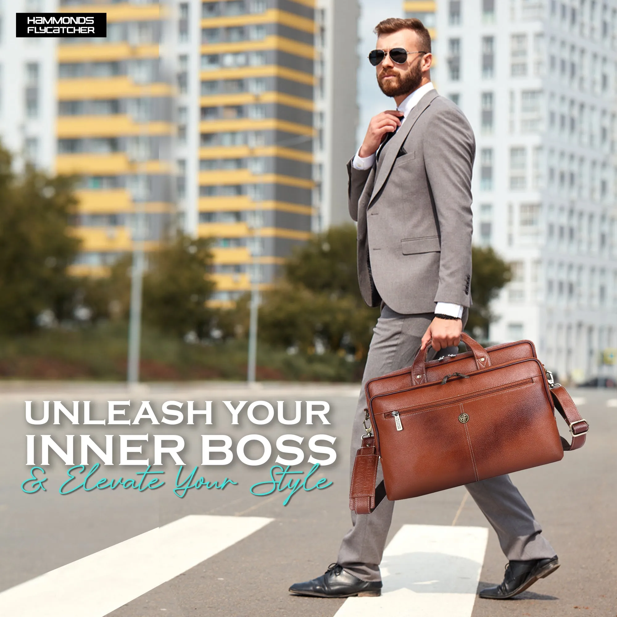Luxury Leather Laptop Bag for Men - Office Shoulder Bag - Fits 14/15.6/16 Inch Laptops/MacBook