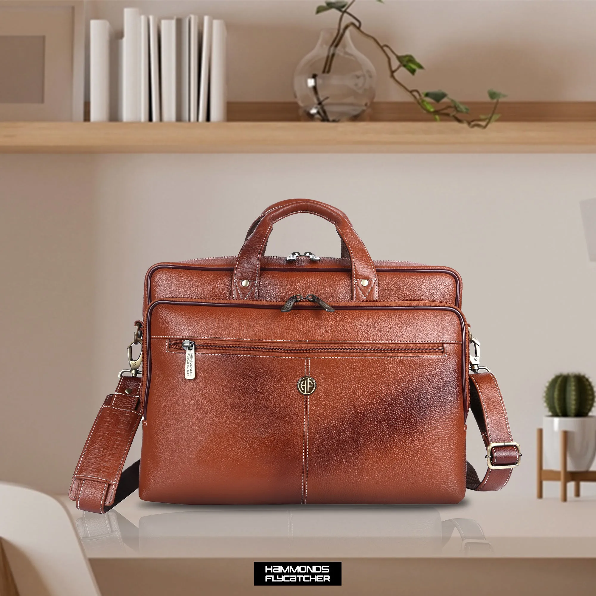 Luxury Leather Laptop Bag for Men - Office Shoulder Bag - Fits 14/15.6/16 Inch Laptops/MacBook