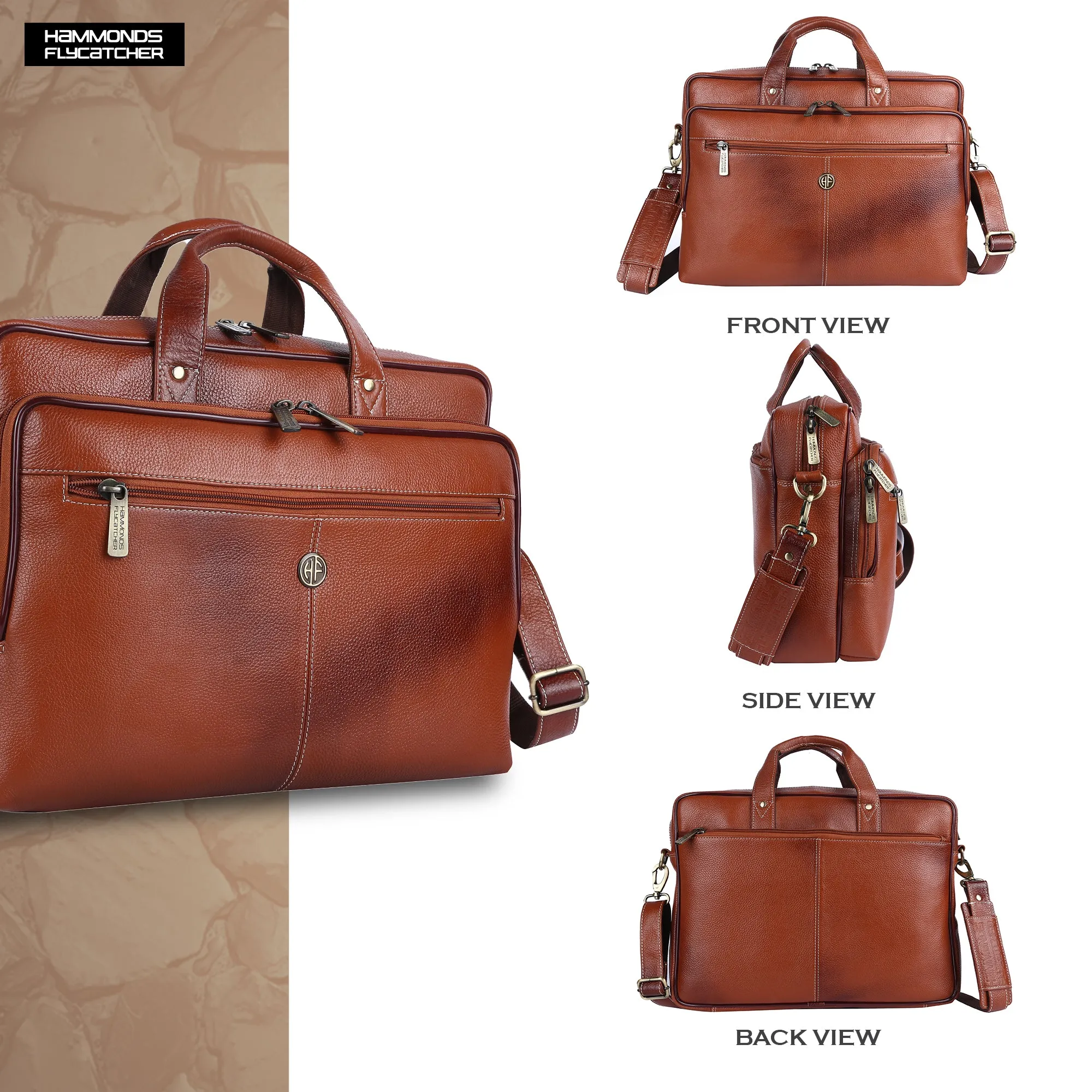 Luxury Leather Laptop Bag for Men - Office Shoulder Bag - Fits 14/15.6/16 Inch Laptops/MacBook