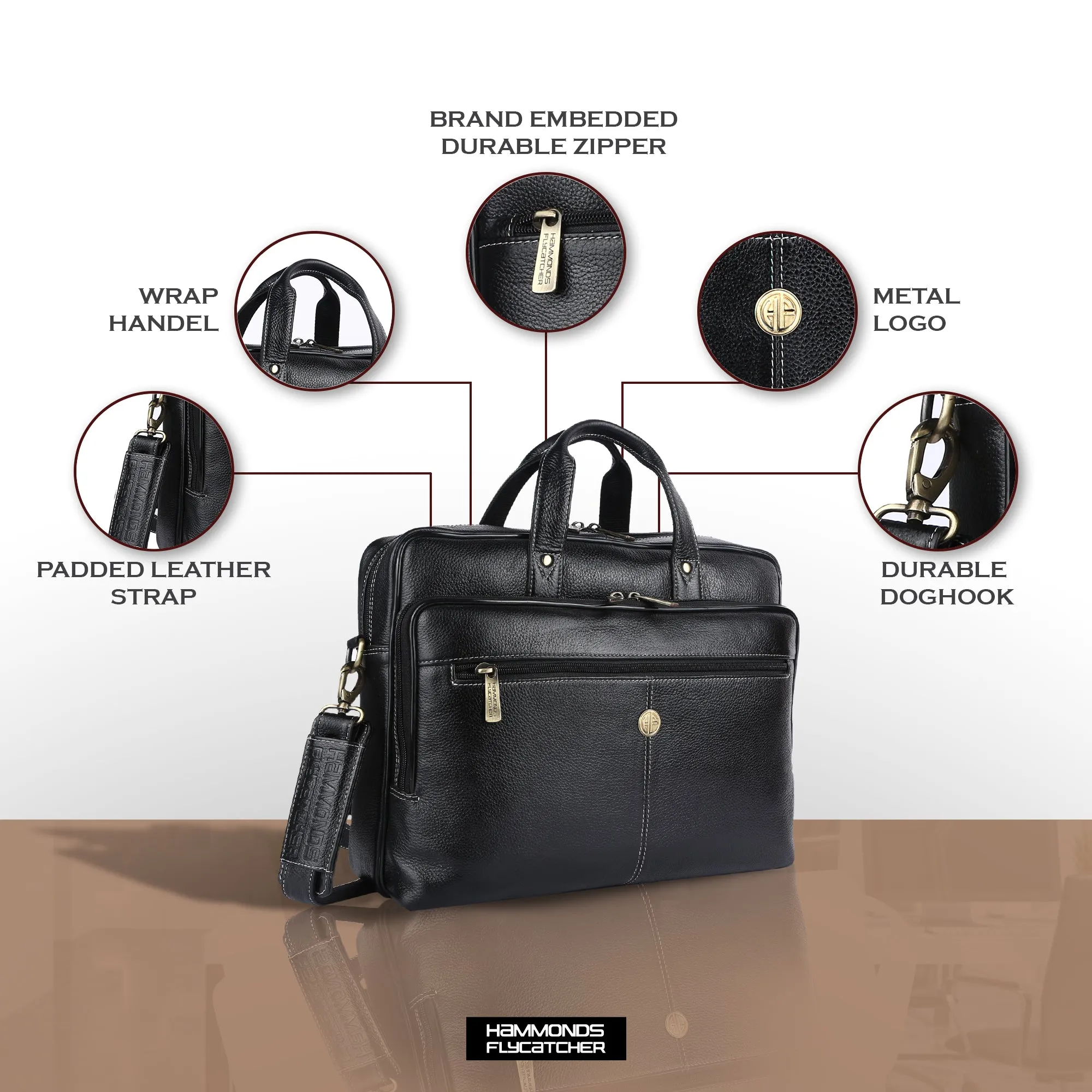 Luxury Leather Laptop Bag for Men - Office Shoulder Bag - Fits 14/15.6/16 Inch Laptops/MacBook