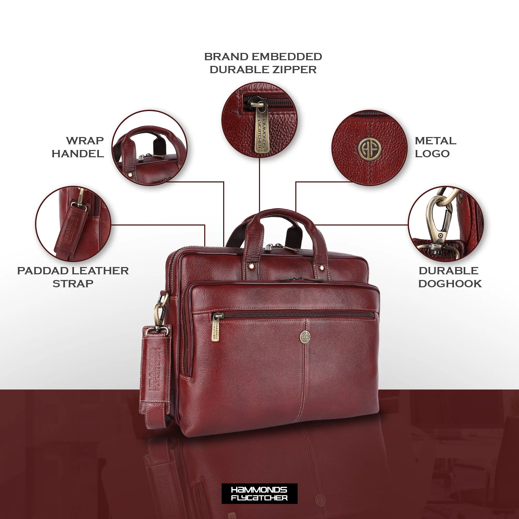 Luxury Leather Laptop Bag for Men - Office Shoulder Bag - Fits 14/15.6/16 Inch Laptops/MacBook