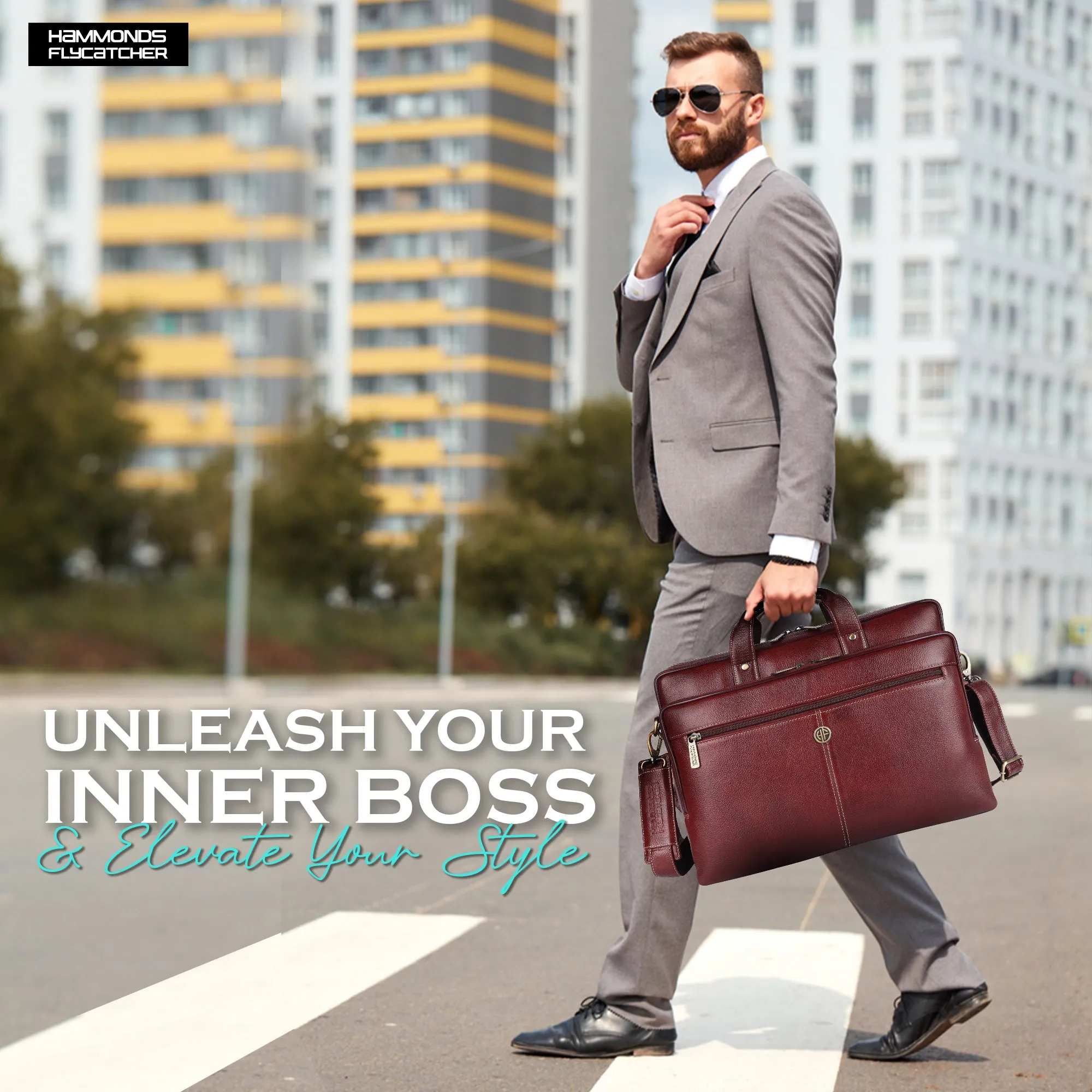 Luxury Leather Laptop Bag for Men - Office Shoulder Bag - Fits 14/15.6/16 Inch Laptops/MacBook