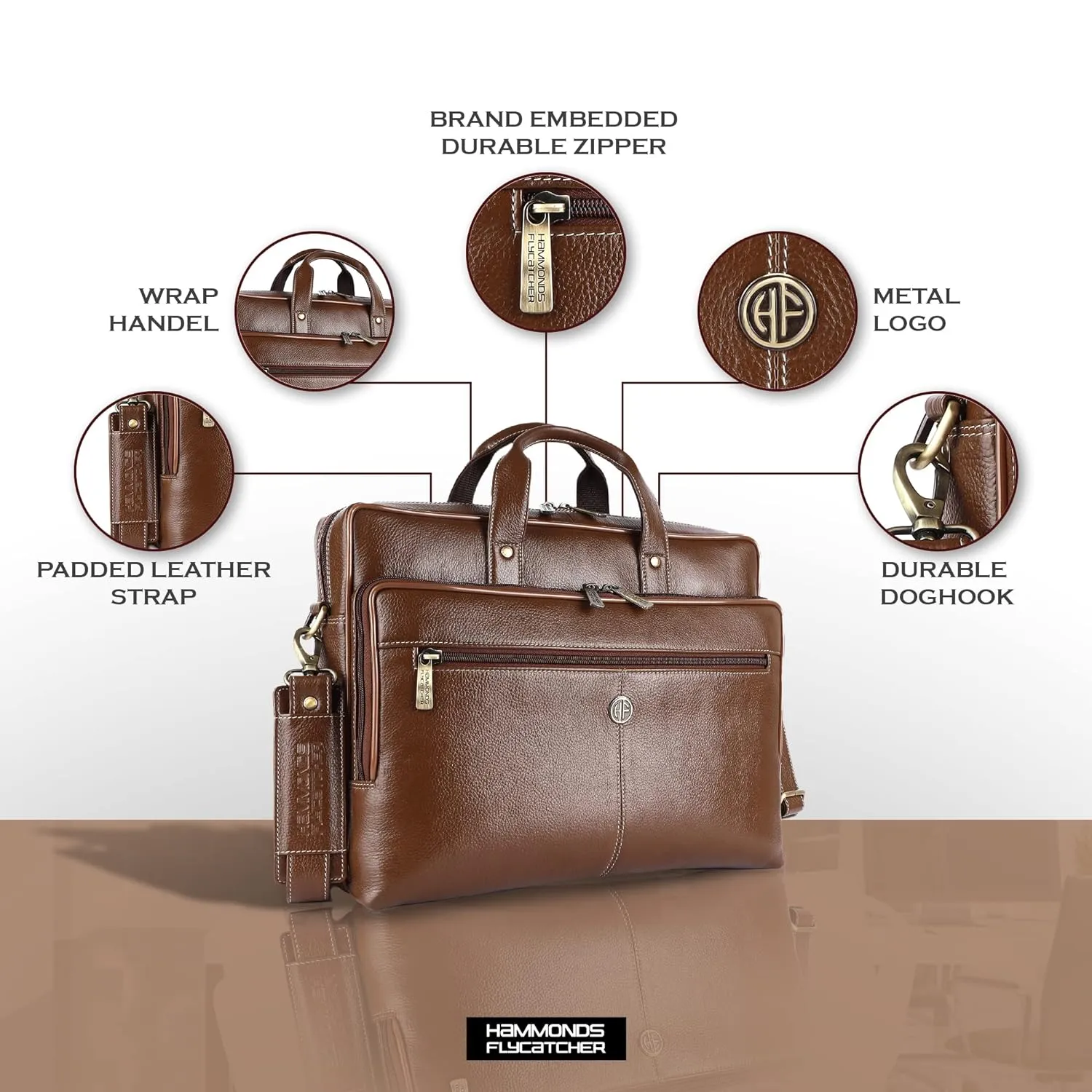 Luxury Leather Laptop Bag for Men - Office Shoulder Bag - Fits 14/15.6/16 Inch Laptops/MacBook