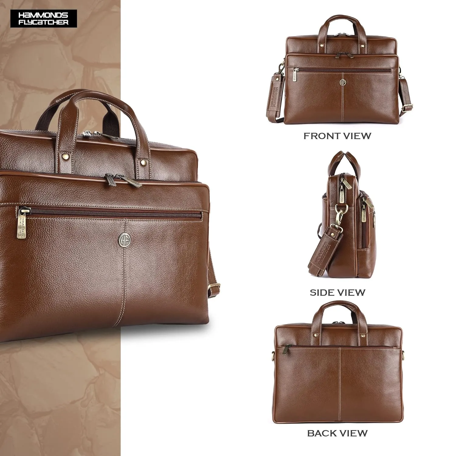 Luxury Leather Laptop Bag for Men - Office Shoulder Bag - Fits 14/15.6/16 Inch Laptops/MacBook