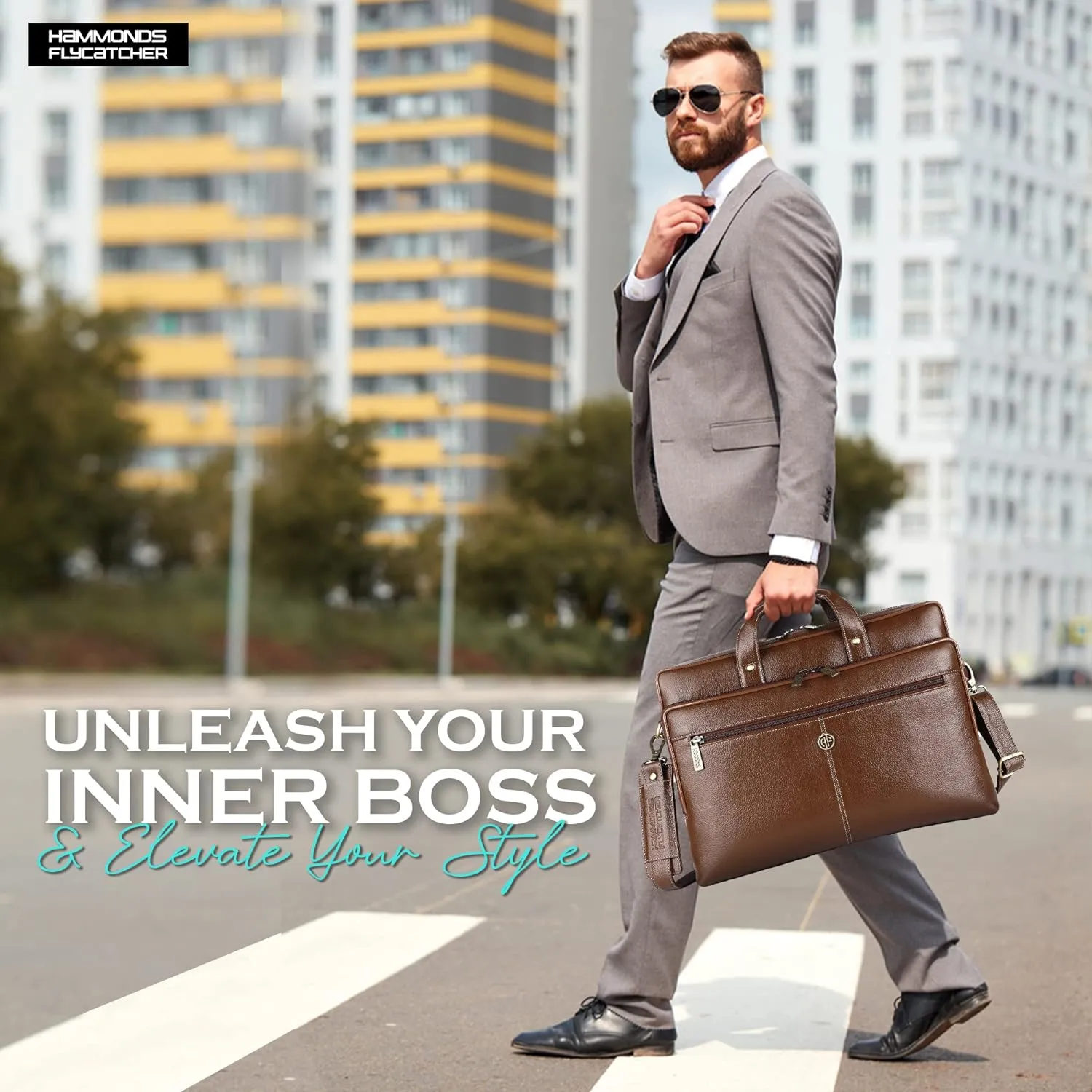 Luxury Leather Laptop Bag for Men - Office Shoulder Bag - Fits 14/15.6/16 Inch Laptops/MacBook