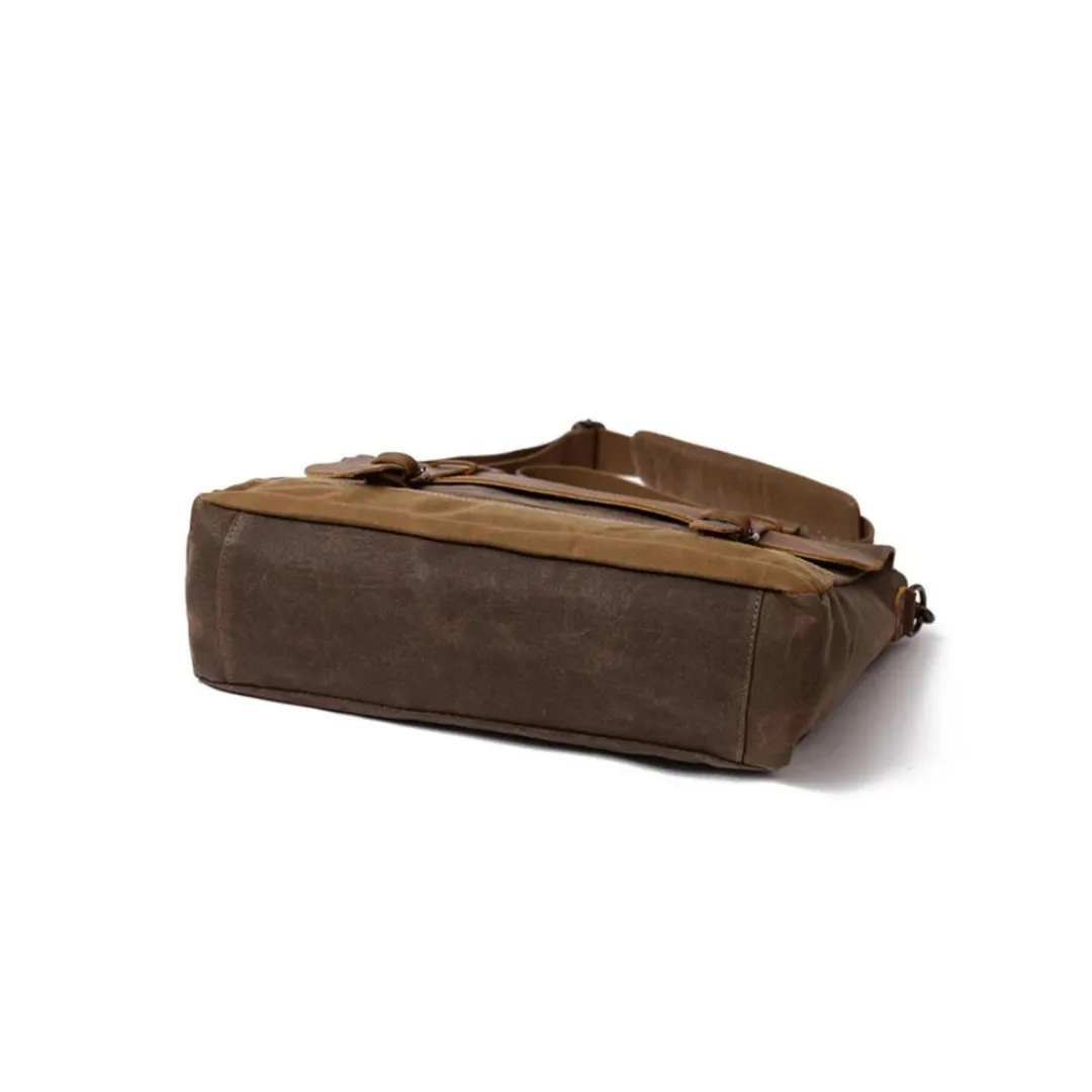 Men Waxed Canvas Leather Messenger Bag, Shoulder Bag