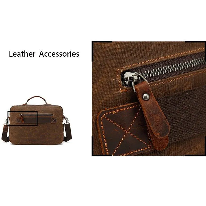 Mens Vintage Canvas Business Messenger Bag for Laptop