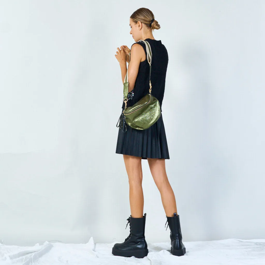 Metallic leather shoulder bag wholesale
