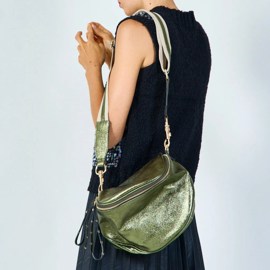 Metallic leather shoulder bag wholesale