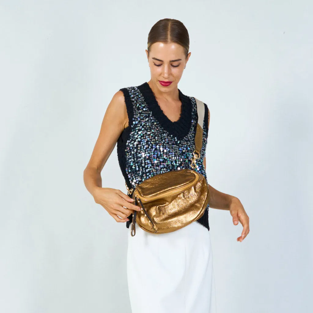 Metallic leather shoulder bag wholesale
