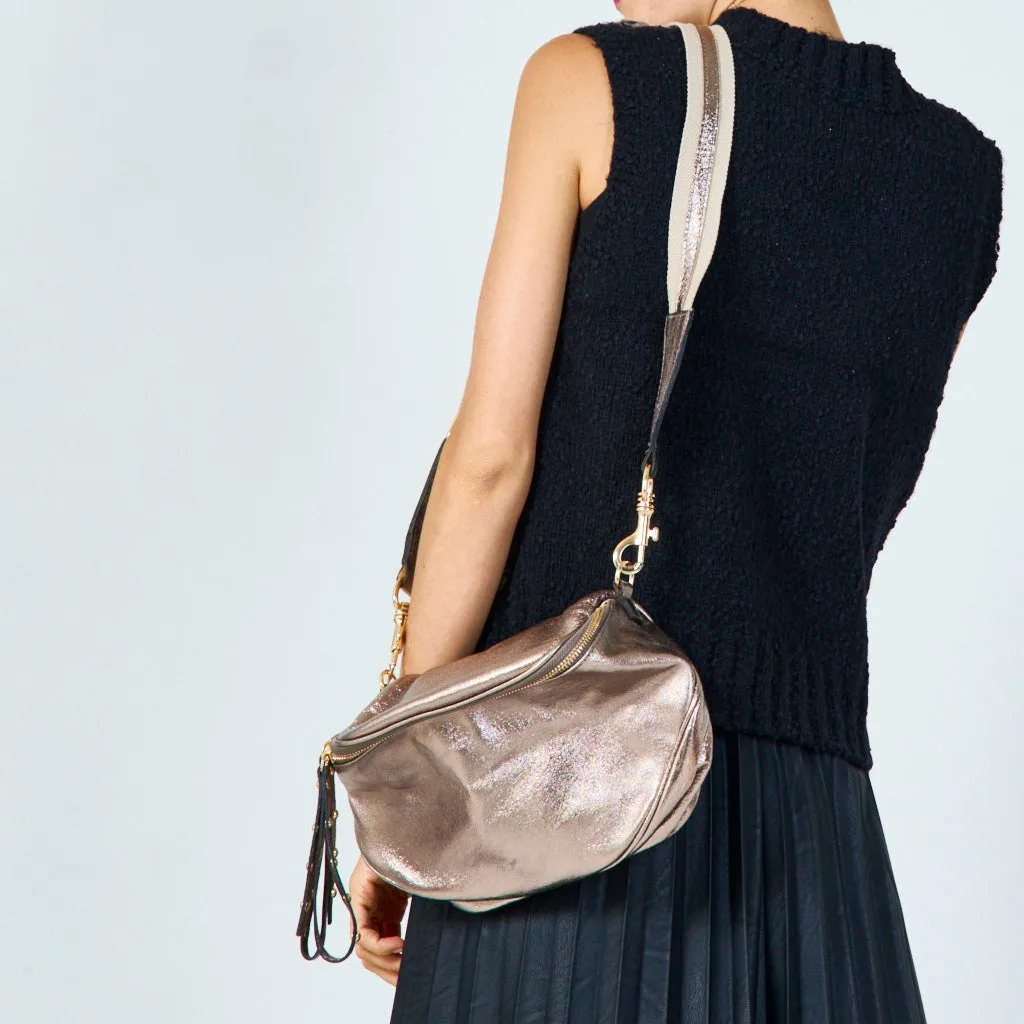 Metallic leather shoulder bag wholesale