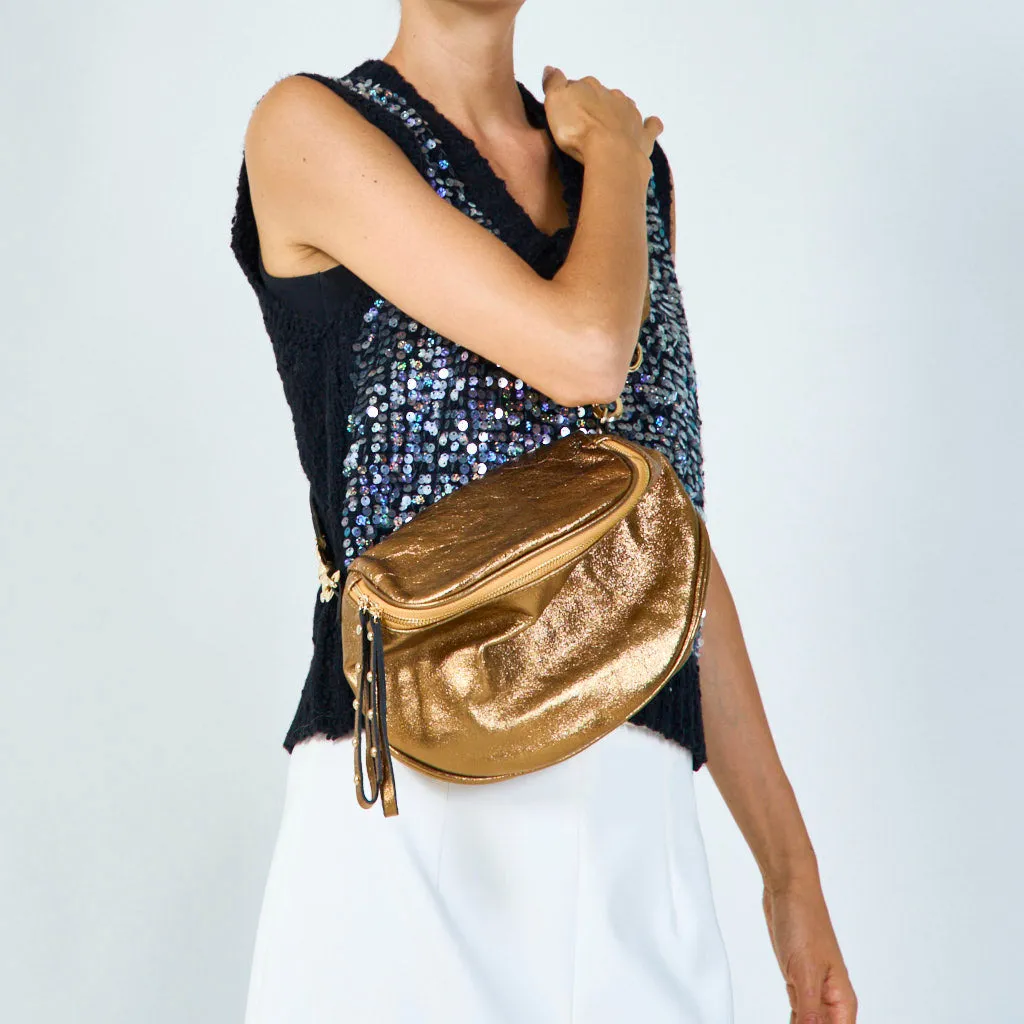 Metallic leather shoulder bag wholesale