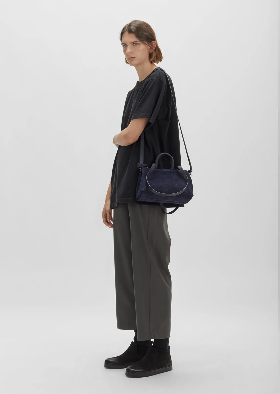 Mini Orizzontale Distressed Suede Shoulder Bag