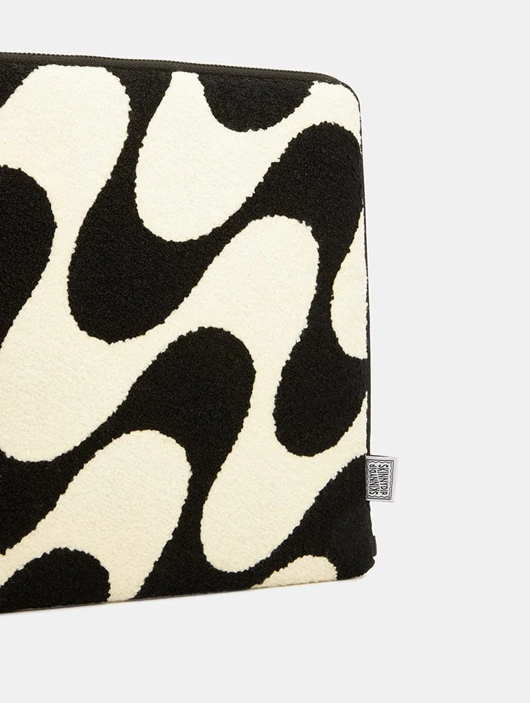 Monochrome Wave Fuzzy Laptop Case