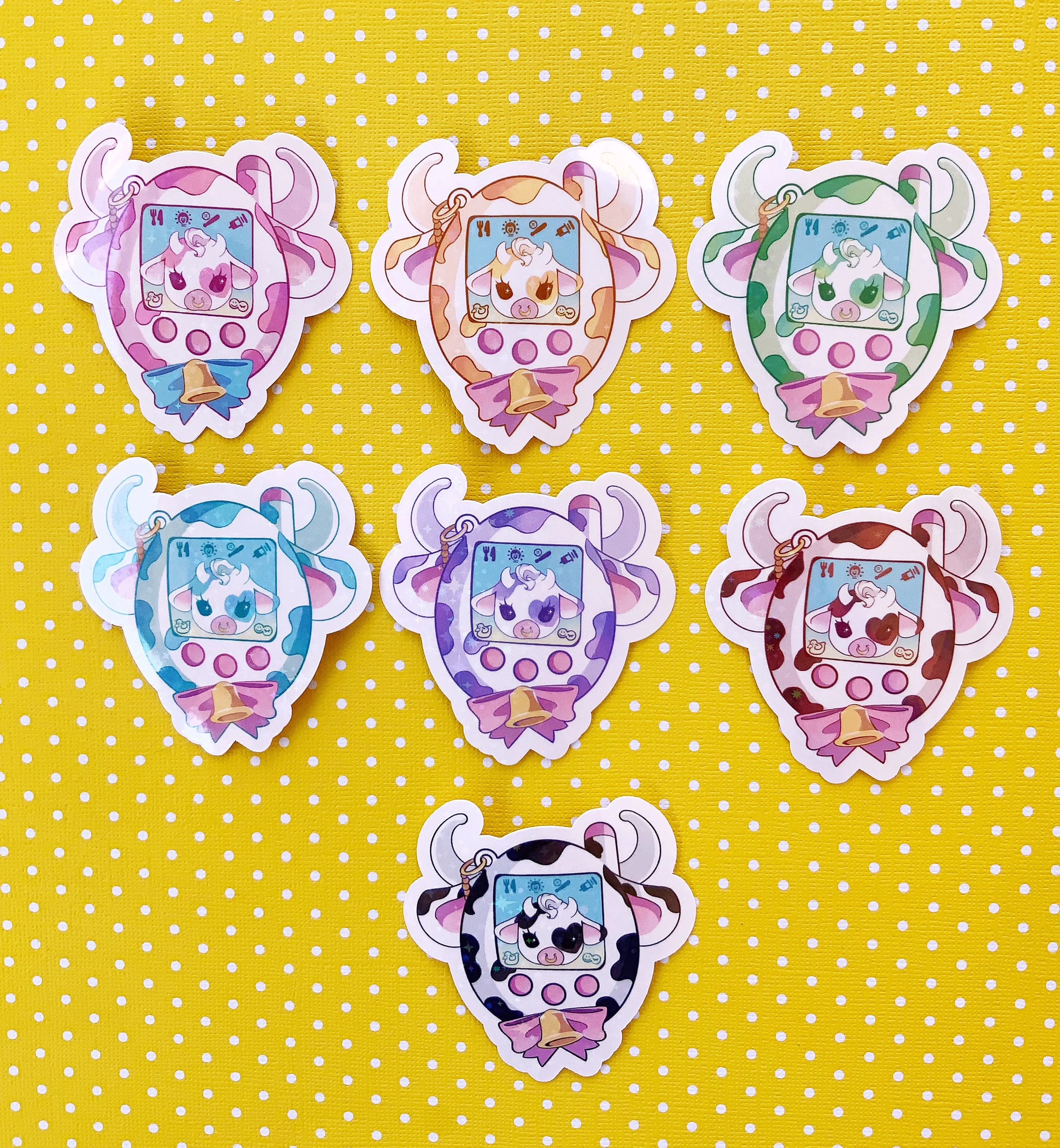 Moolisa Tamagotchi Cow vinyl stickers (set of 7)