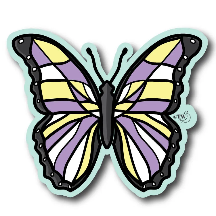 Non-Binary Pastel Butterfly Sticker