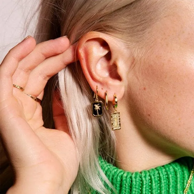 Palm Engraved Drop 18ct Gold Plated Earrings WE10_GP