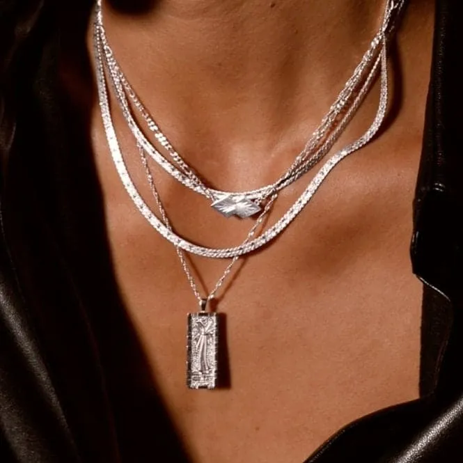 Palm Engraved Sterling Silver Necklace WN05_SLV