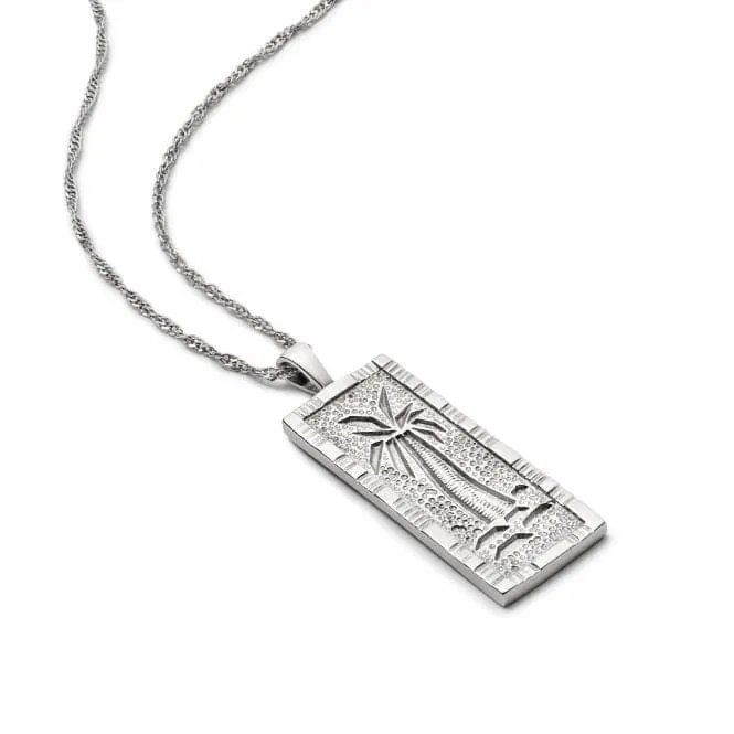 Palm Engraved Sterling Silver Necklace WN05_SLV
