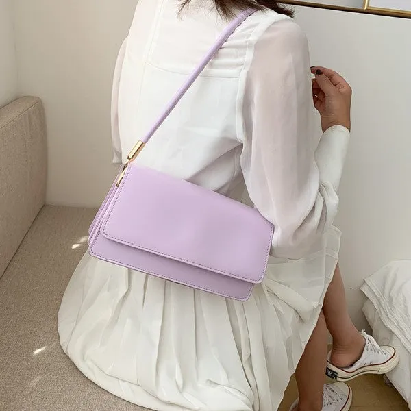 Pastel Faux Leather Crossbody Tote Bag